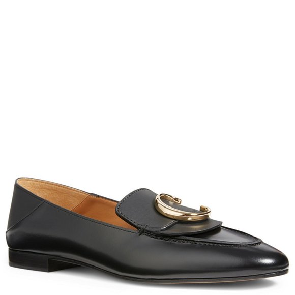 CHLOÉ Leather C Loafers Women's Black Sz. 39 - Picture 6 of 9